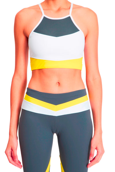Color-block stretch sports bra